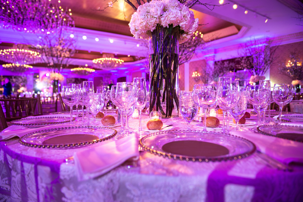 Luxury wedding decoration with lucid lighting