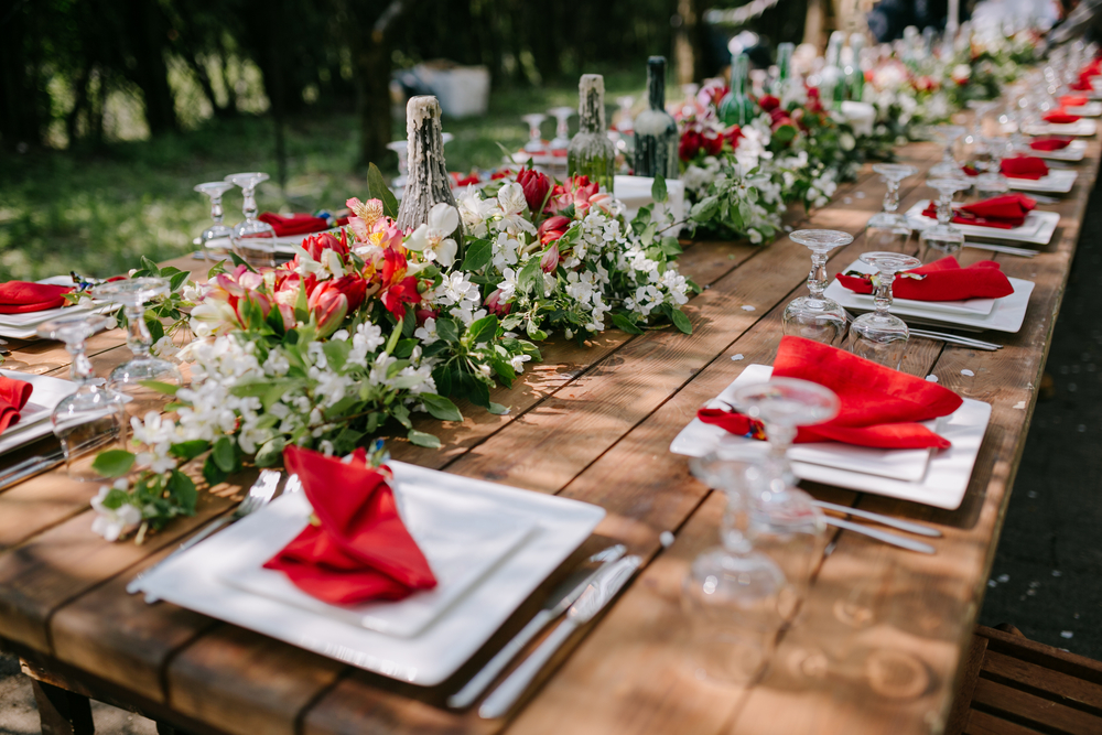 Specialty long wooden wedding table