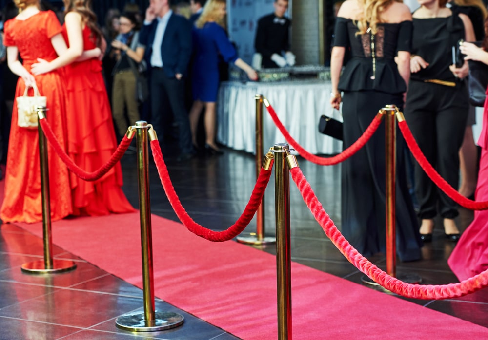 Red carpet entrance at a corporate event