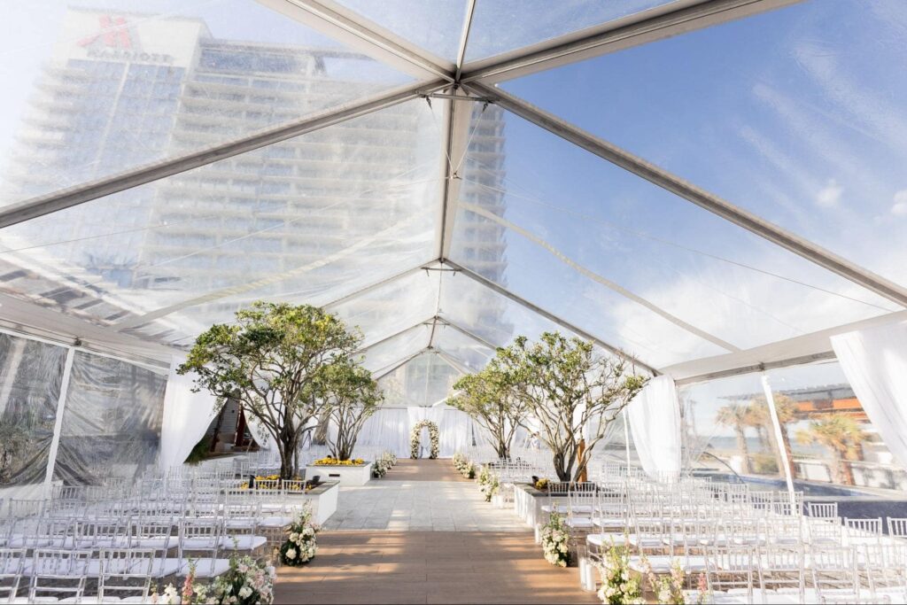Long marquee wedding tent