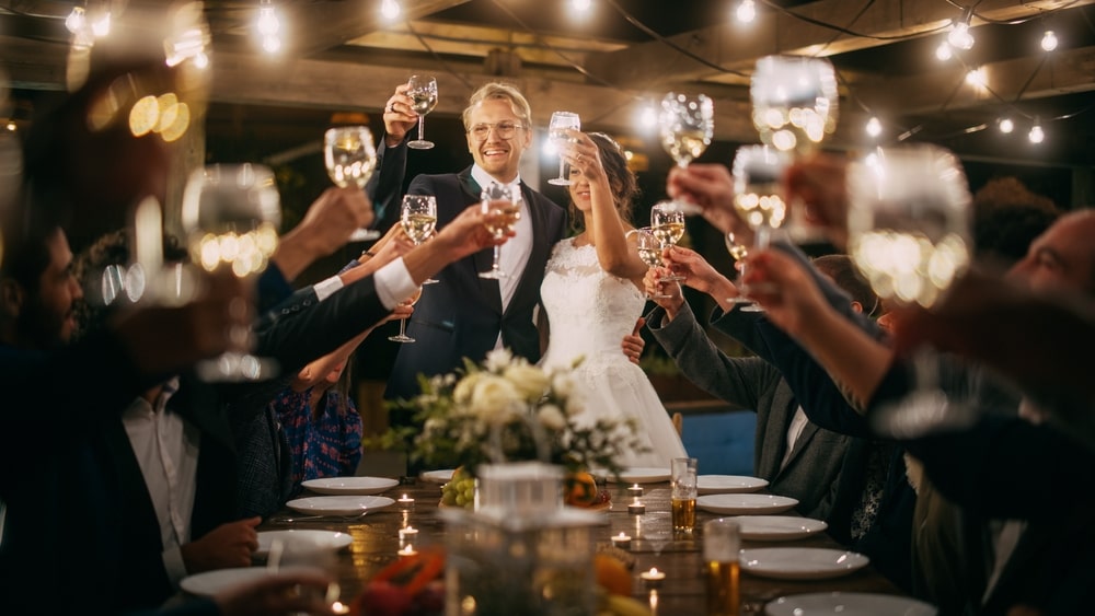 Wedding toast after a speech