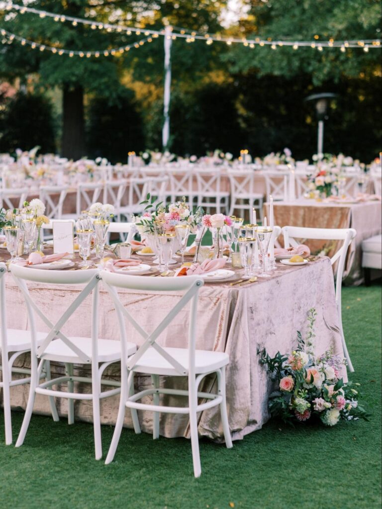 Beautiful pink velvet tablecloth