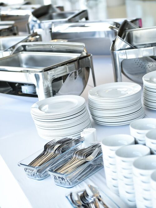Empty catering plates platters trays