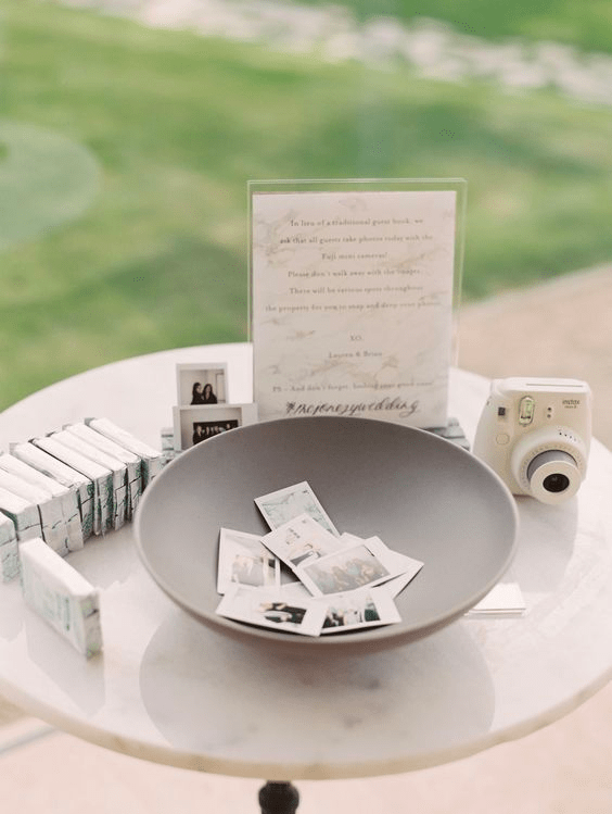 Polaroid camera wedding guestbook