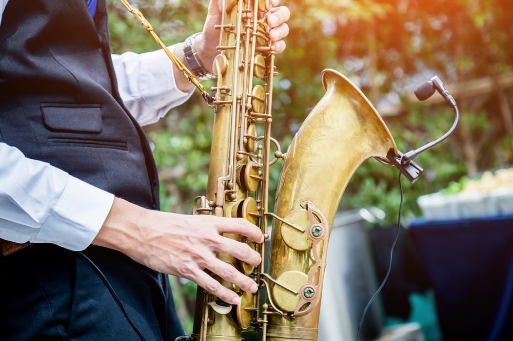 Saxophonist playing at a wedding