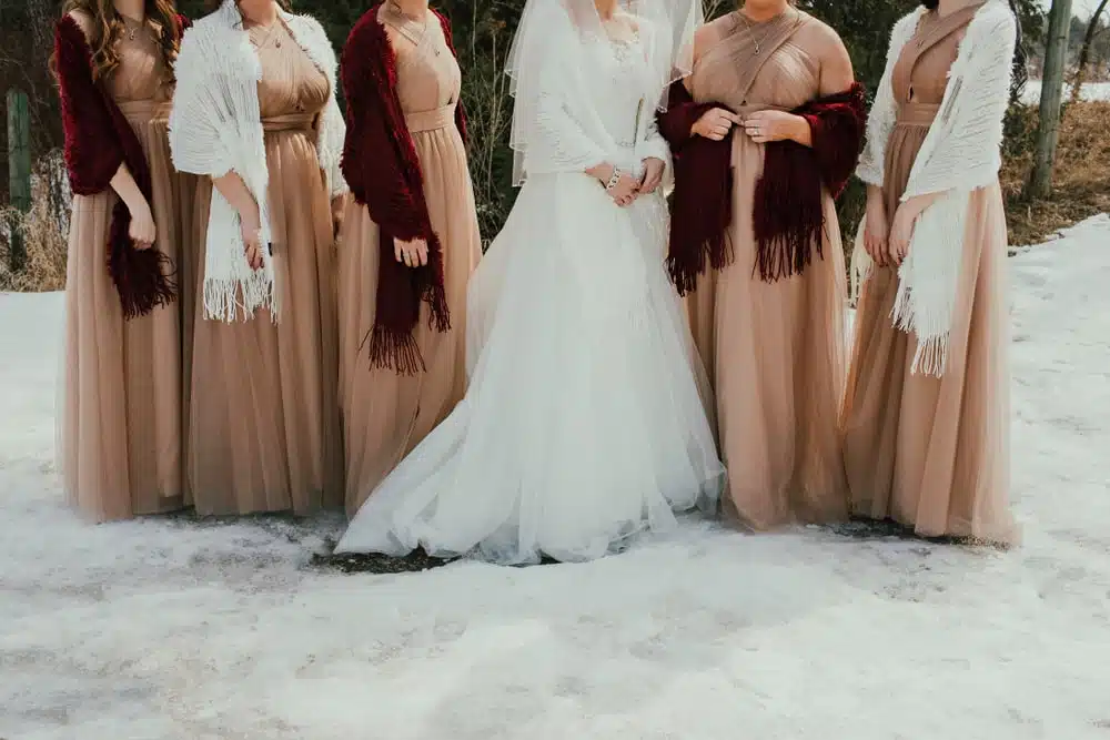 Bridesmaids dresses at a winter wedding Bridesmaids dresses at a winter wedding