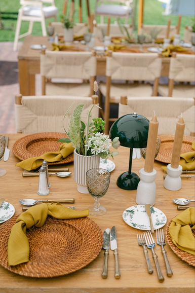 Beautiful table setting on a wooden table