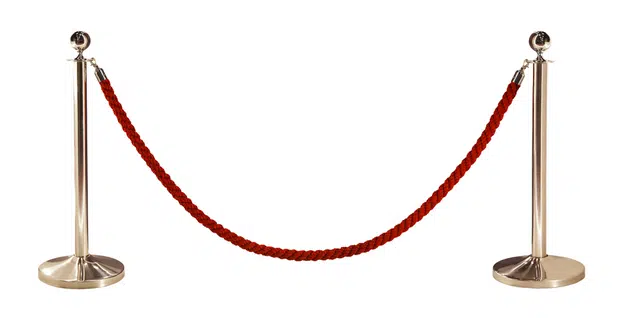 Silver racks with red restraining rope