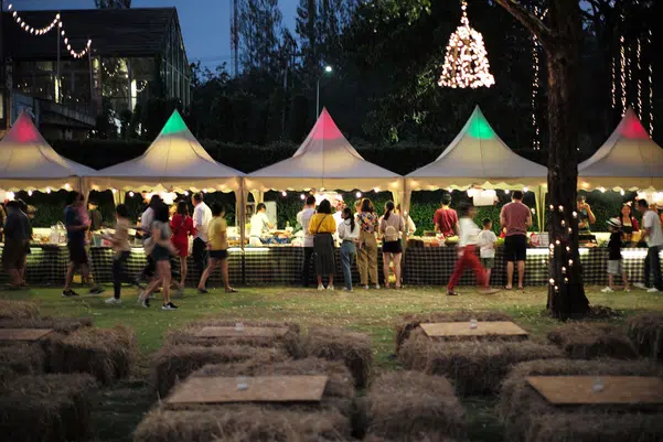Food tents at an outdoor event
