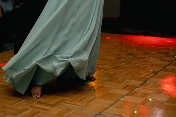 Wooden dance floor at a wedding