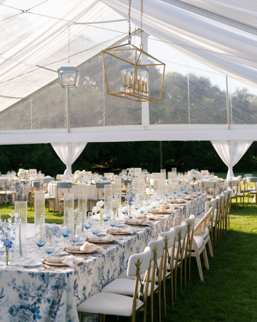 clear top tent wedding reception table setup