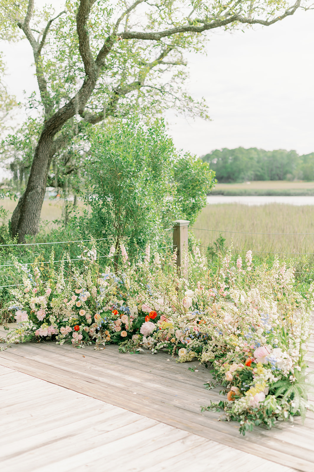 Outdoor event floral arrangement and decor for summer rentals in Raleigh