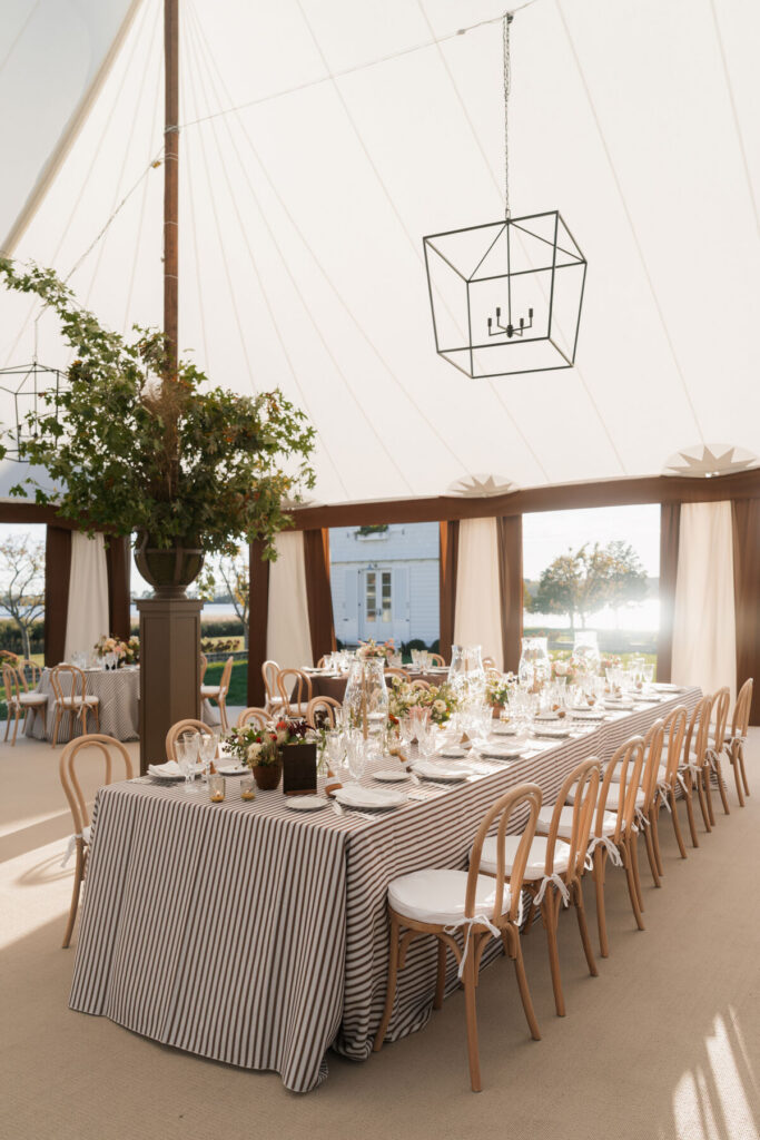 outdoor wedding tent reception table layout