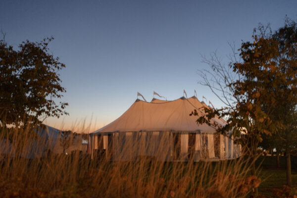 wedding tent exterior evening lighting outdoor