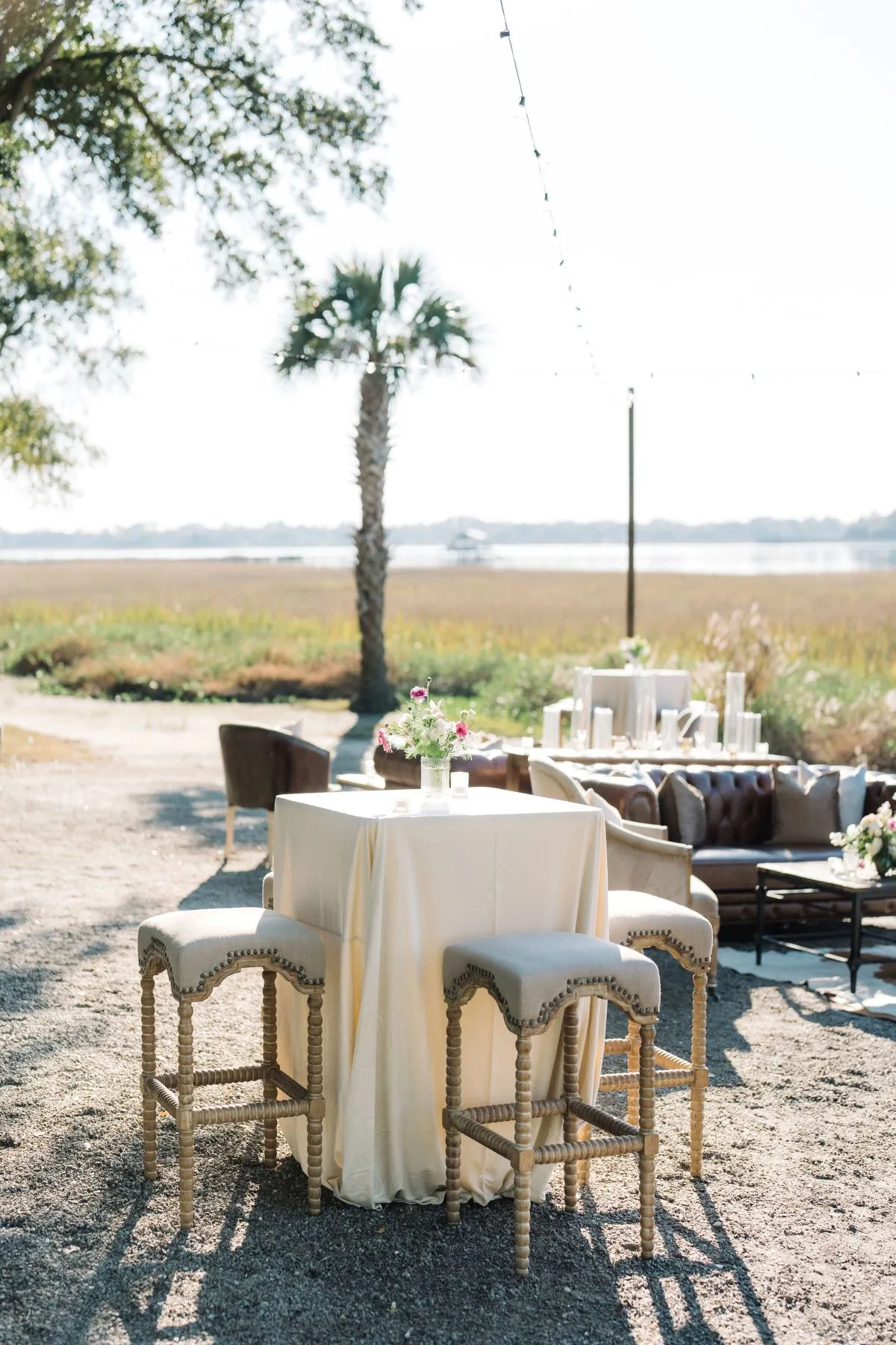 | Curated Events high-top table outdoor event