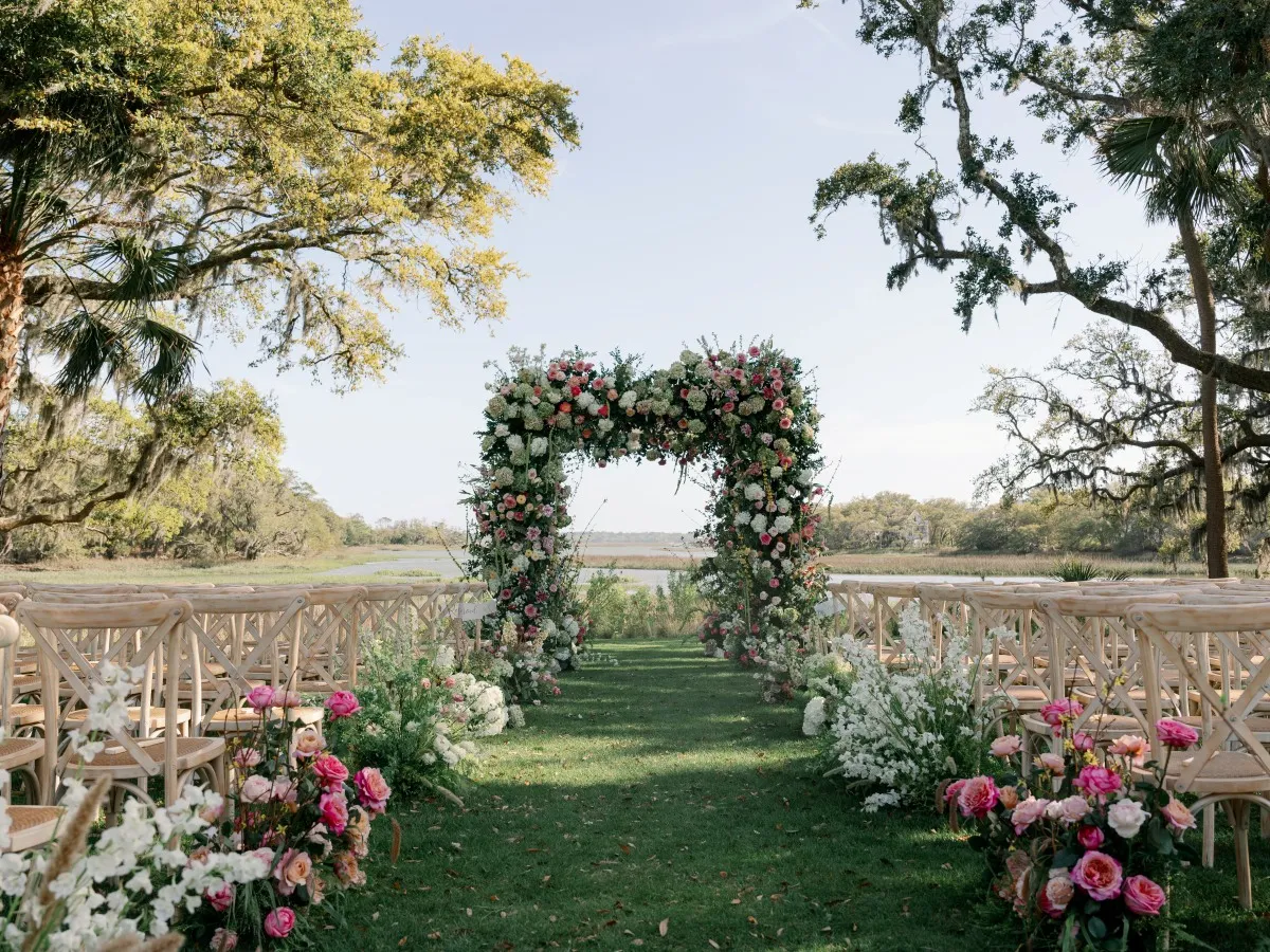 wedding ceremony with arch